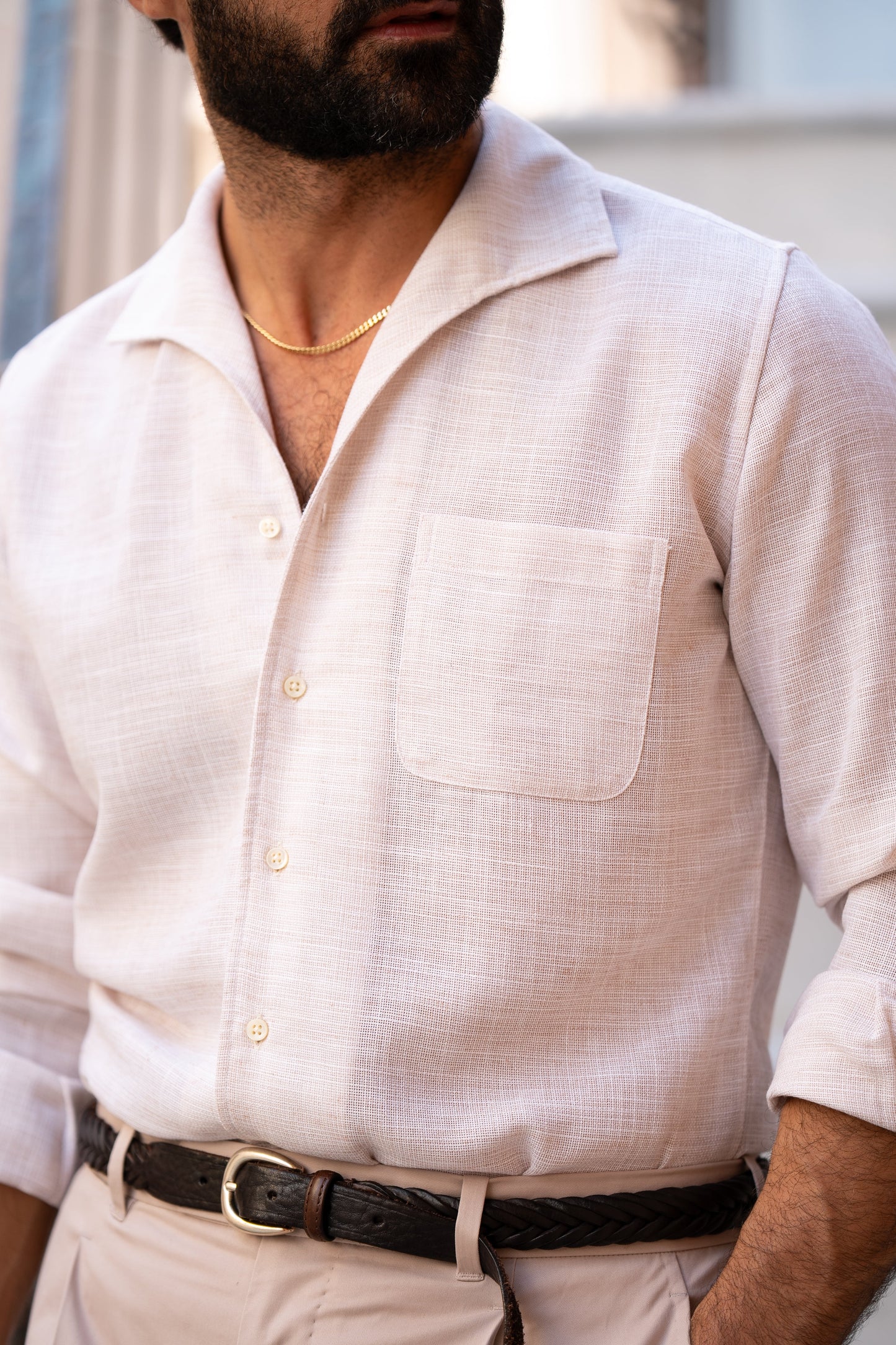 Soft Washed Pastel Pink Shirt with One piece collar and Placket