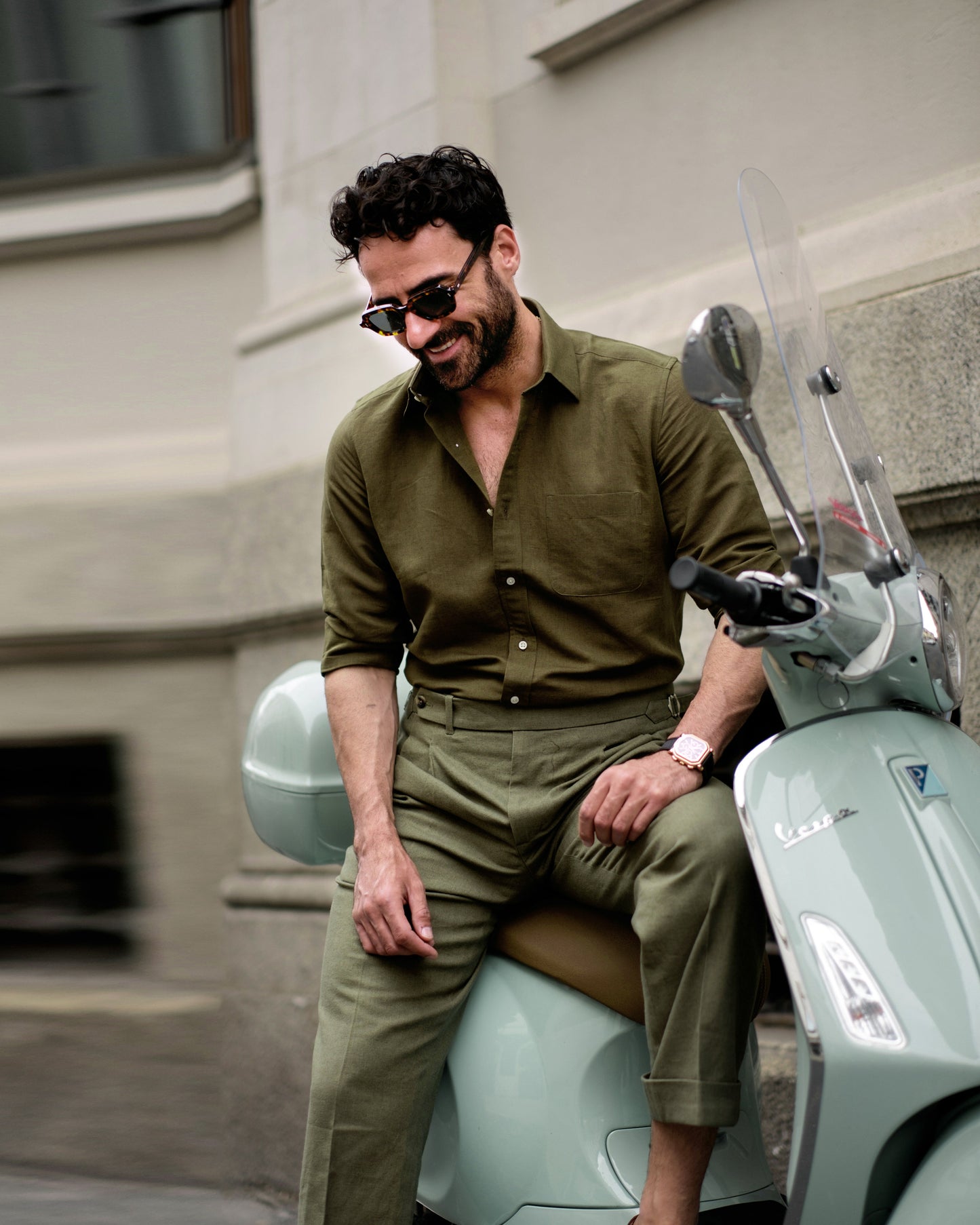 Olive Green Linen Shirt