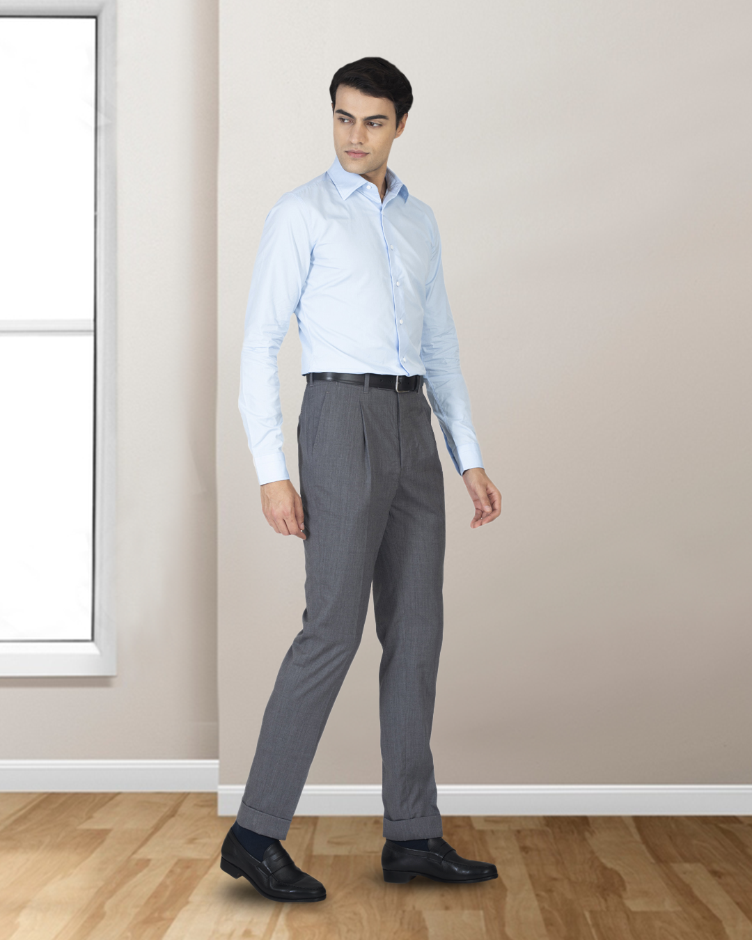 Washable Wool Pants: Plain Mid Grey