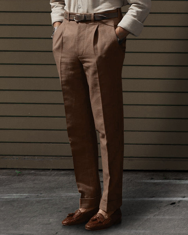 Linen Fresco Brown Dress Pant