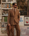 Vitale Barberis Canonico - Sand Wool Flannel High Rise Double Tab Pant