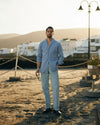 Pleated Powder Blue Twill Pant