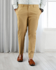 Front view of custom Genoa Chino pants for men by Luxire in khaki