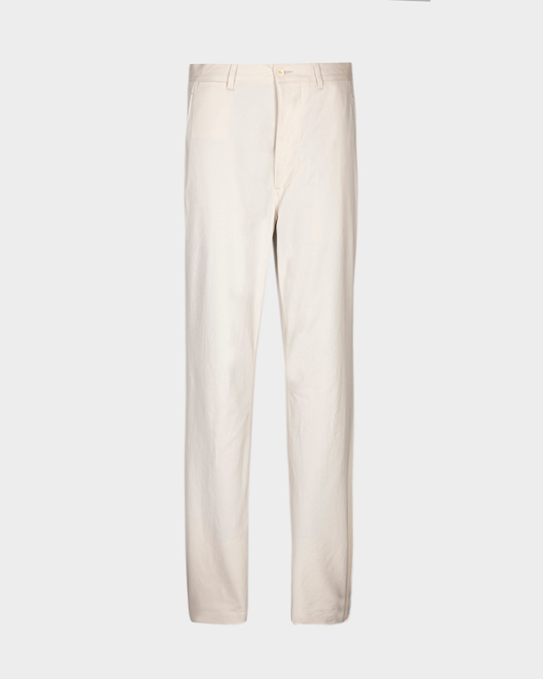 Front view of custom Genoa Chino pants for men by Luxire in ivory cream