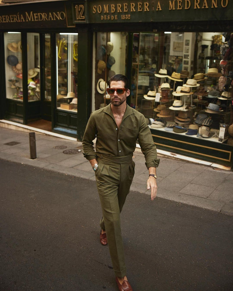 Gurkha Pant in Linen Cotton Canvas: Olive