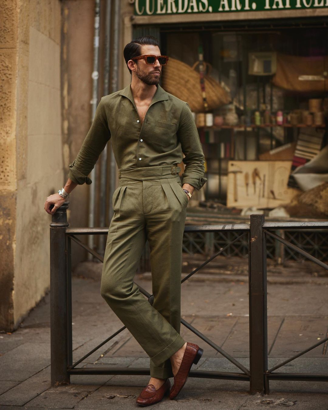 Custom Men's Gurkha Pant in Linen Cotton Canvas: Olive – Luxire India