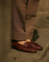 Pleated Brown Linen Cotton Canvas Pants