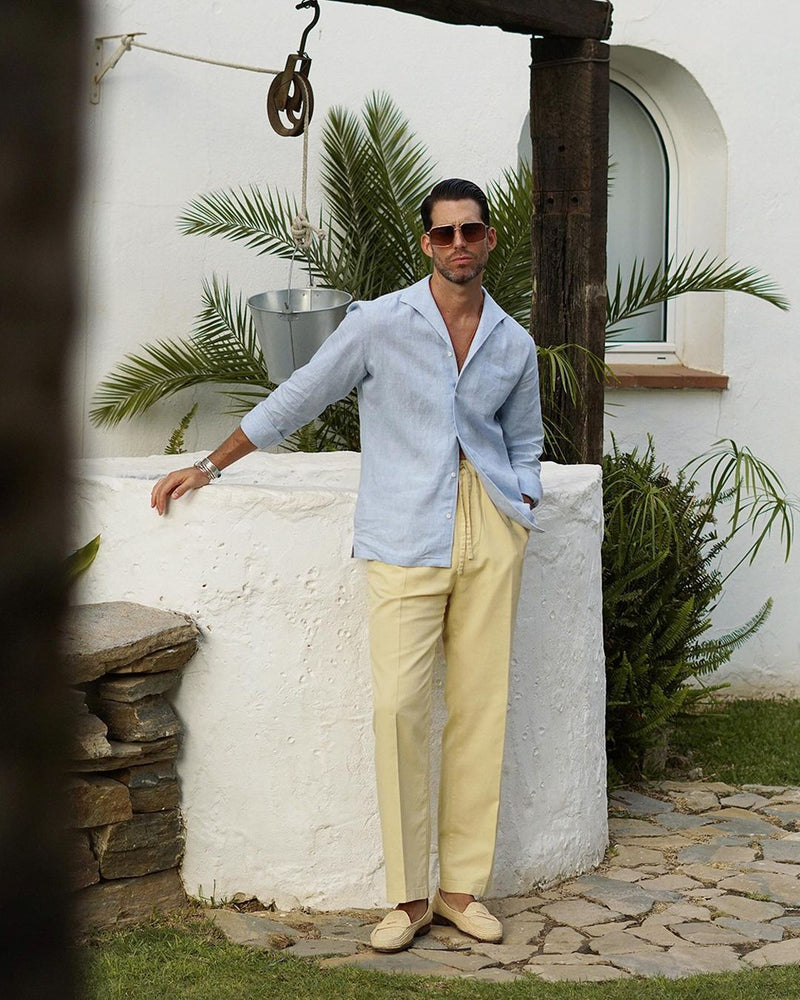 Summer Shirt in Powder Blue Linen