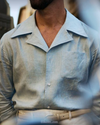 Summer Camp Collar Shirt in Sky Blue Linen