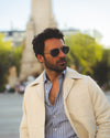 Linen Vintage Cream Birdseye Shirt Jacket