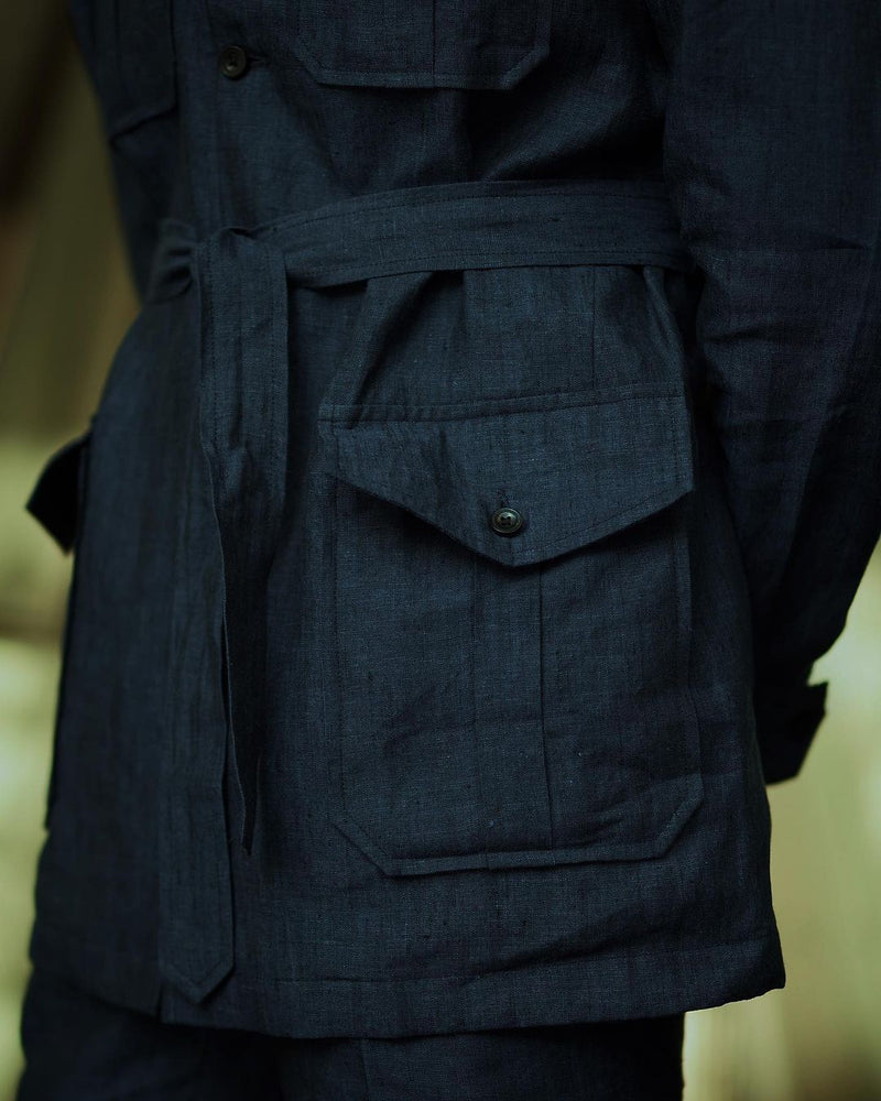 Safari Jacket in Linen Dark Indigo