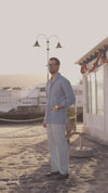 Pleated Powder Blue Twill Pant