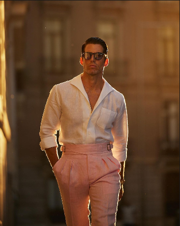 Gurkha Pants in Linen Pink Twill