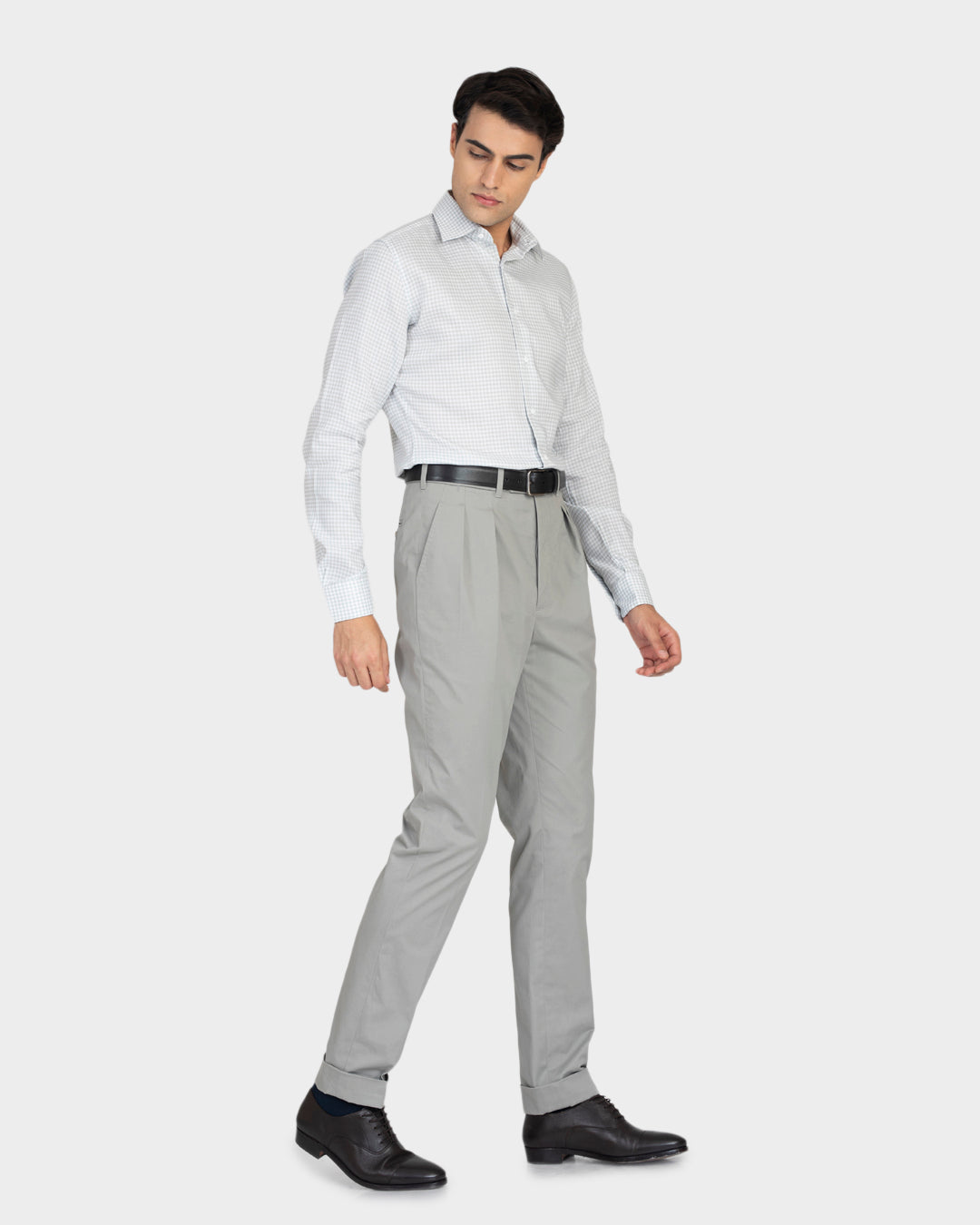 Greenish- Grey Linen Gingham Shirt