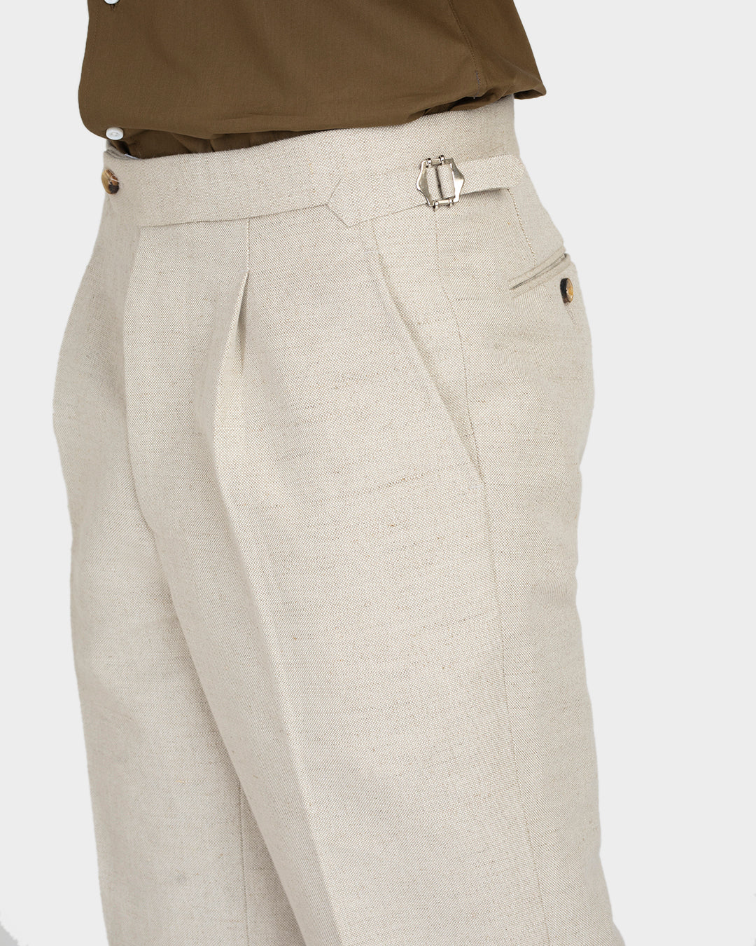 Linen Cotton Canvas: Jute Brown Shorts