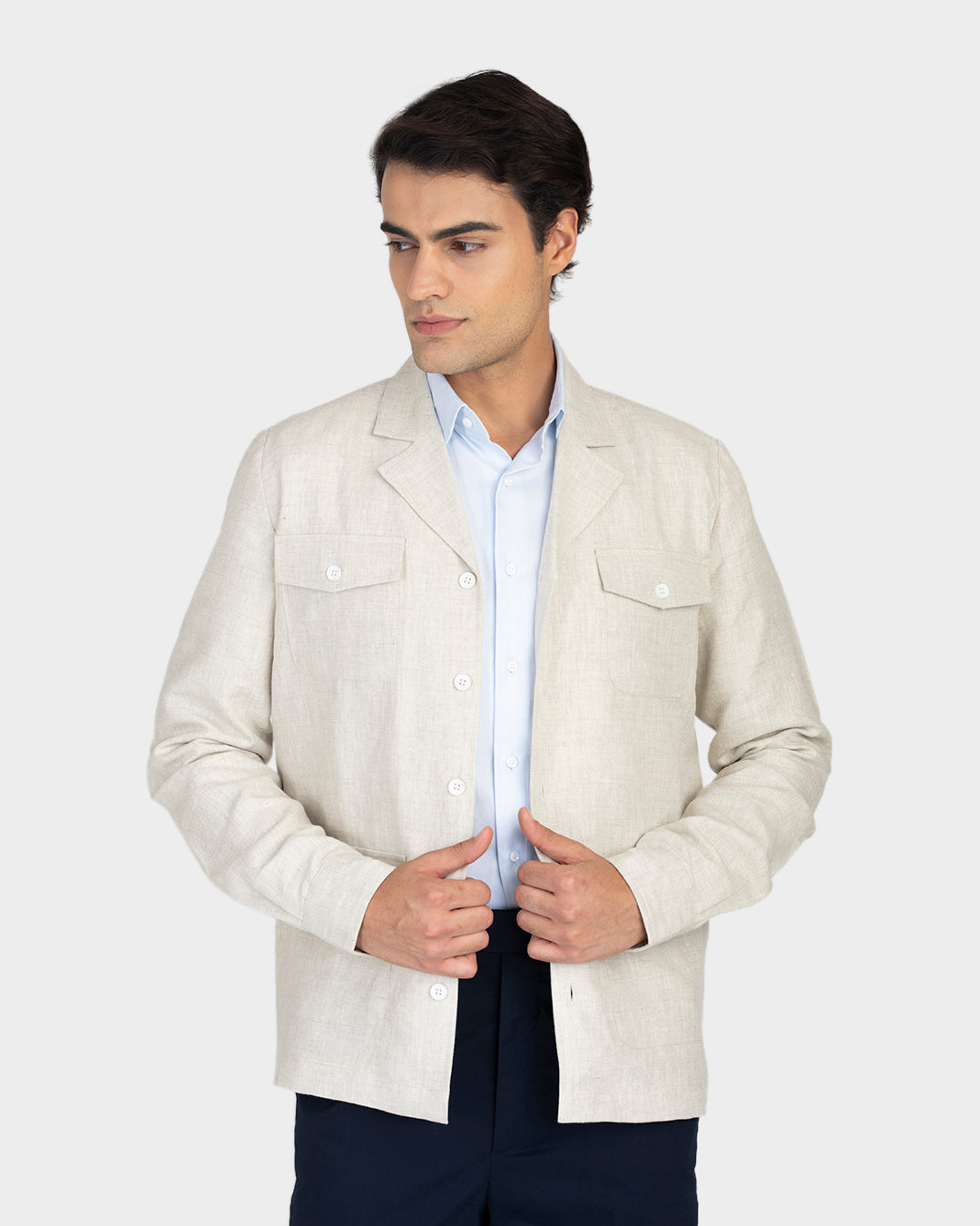 100% Linen Suiting Muslin Shirt Jacket