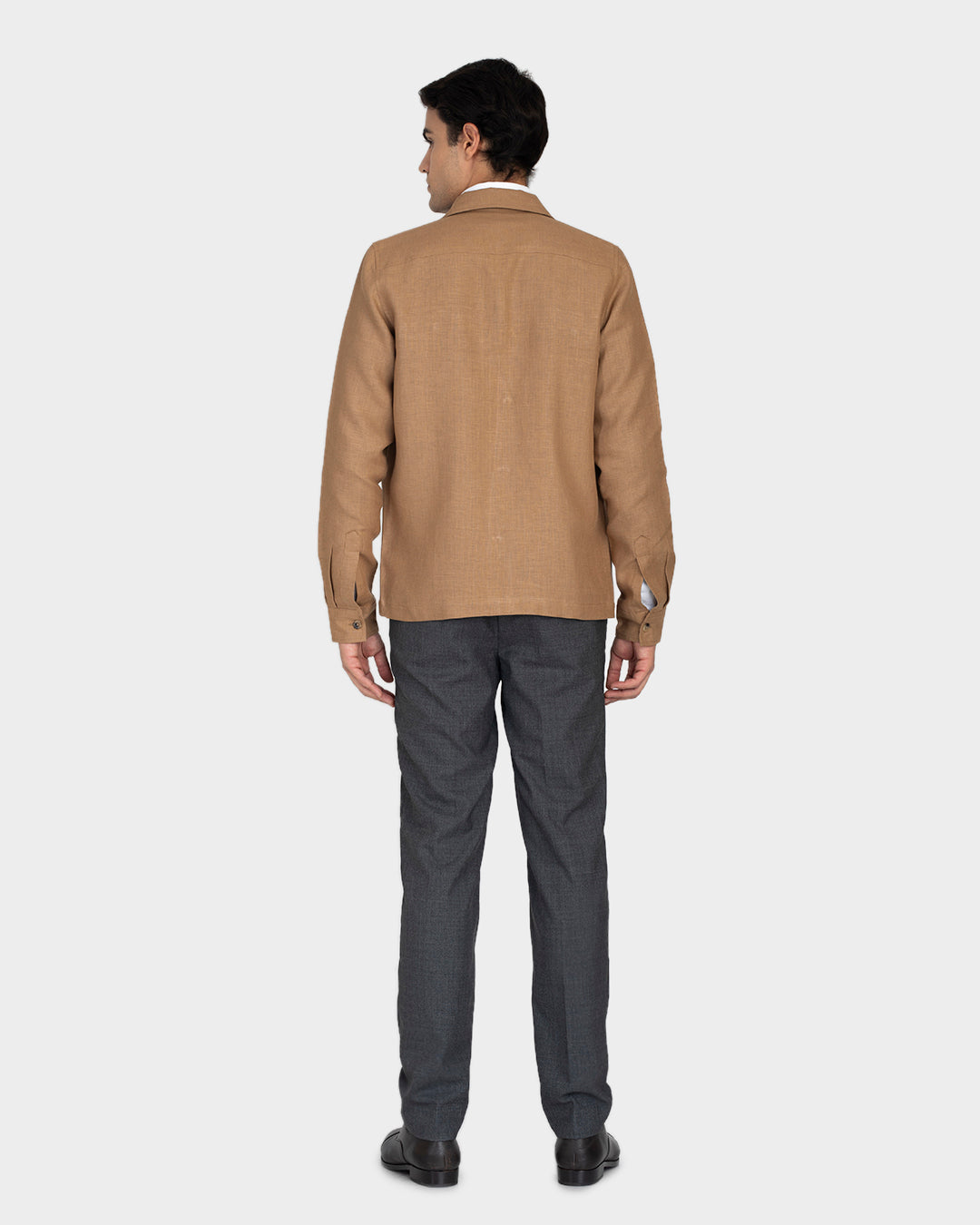 Golden Brown Linen Shirt Jacket
